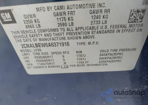 2010 Chevrolet Equinox Ls from USA, damaged, VIN 2CNALBEW6A6371916